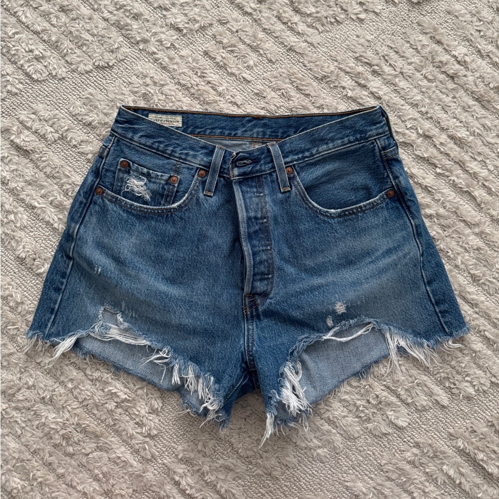 Levi's 501 Distressed Blue Jean Shorts